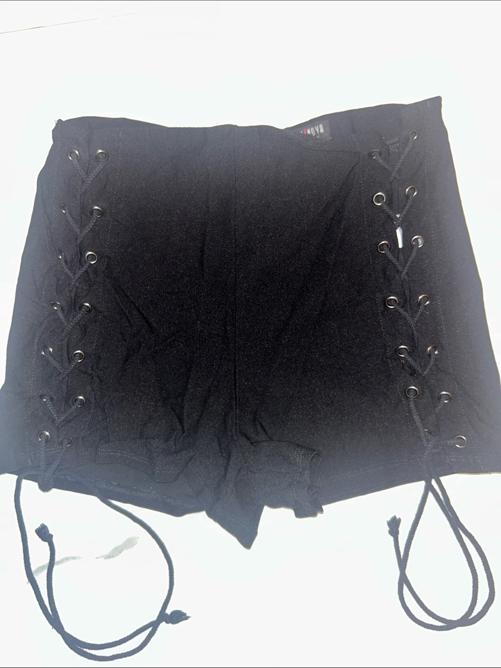 Boohoo Black High-Waist Lace-Up Women's Shorts fashion nova